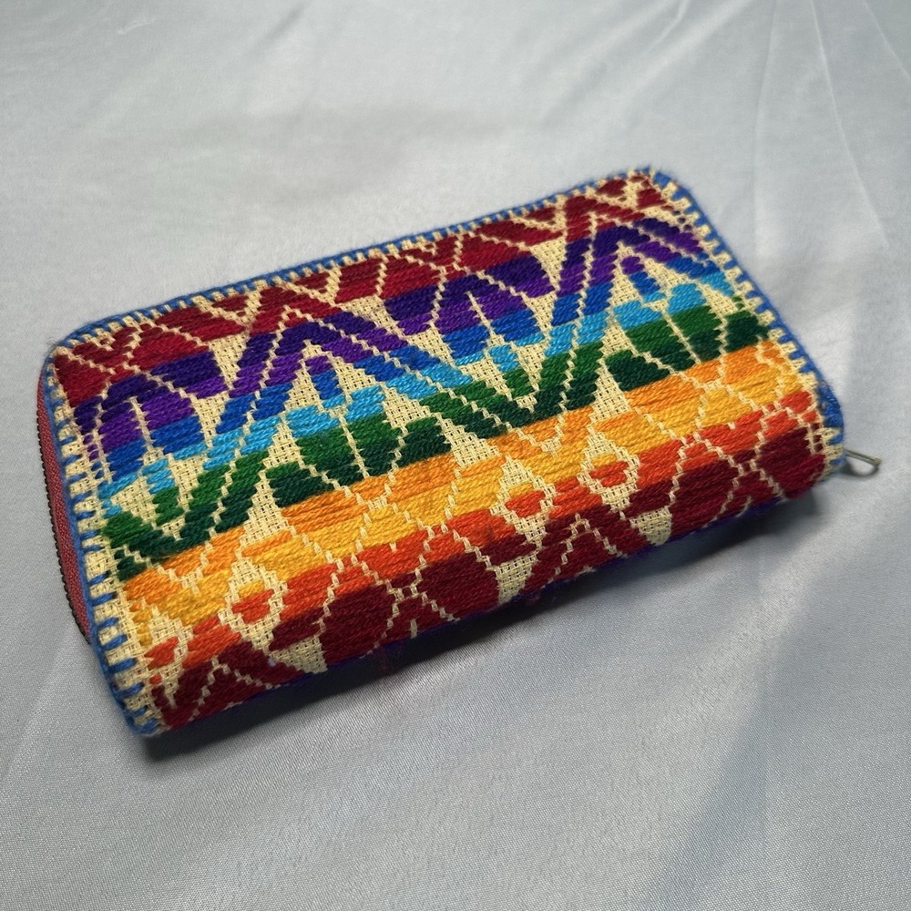 Rainbow Wallet Boho Mazahua Star Double Pocket Colorful